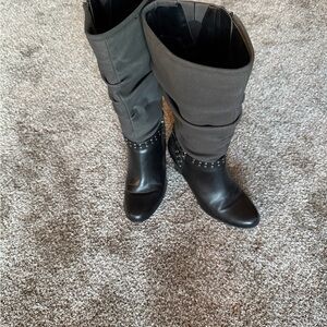 American Living Black and Gray Heeled Boots